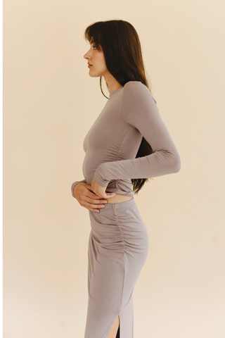 Amanda Ruched Skirt in Oyster