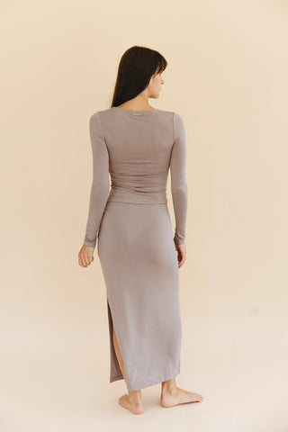 Ari Ruched Top in Oyster