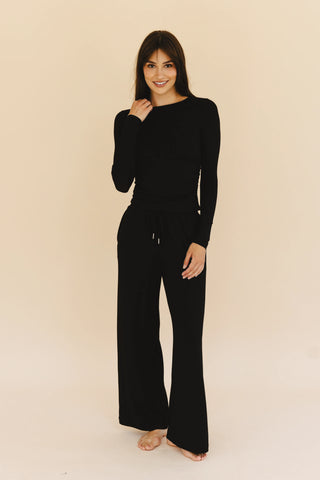 Ari Ruched Top in Black