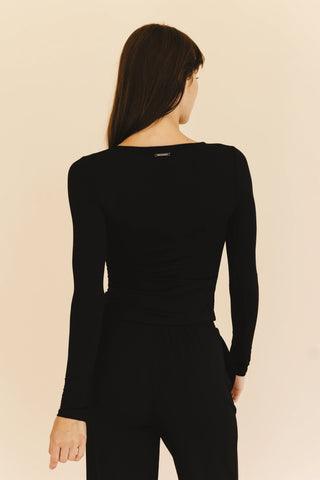 Ari Ruched Top in Black