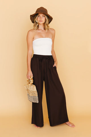 Karie Wide Leg Pants in Brown