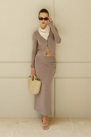 Amanda Ruched Skirt in Oyster