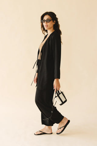 Lettie Front-Tie Top in Black