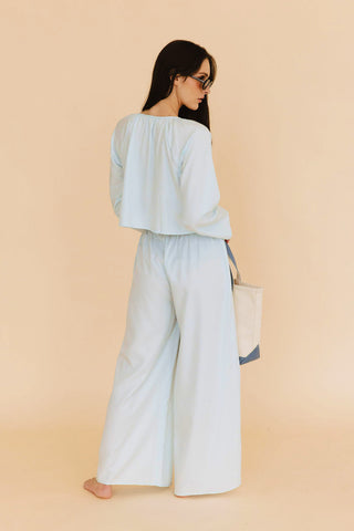 Georgie Front-Tie Top in Blue