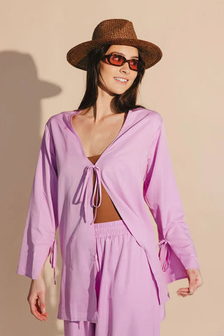 Lettie Front-Tie Top in Orchid