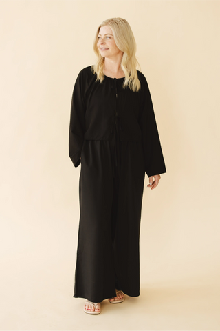 Georgie Front-Tie Top in Black