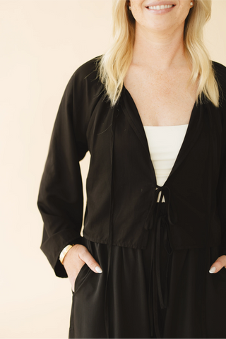 Georgie Front-Tie Top in Black