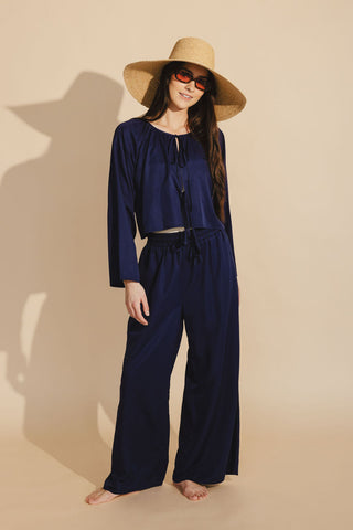 Karie Wide Leg Pants in Navy