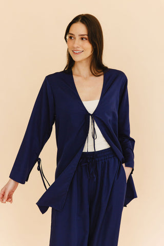 Lettie Front-Tie Top in Navy
