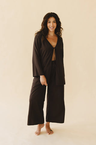 Lettie Front-Tie Top in Brown