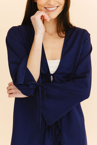 Lettie Front-Tie Top in Navy