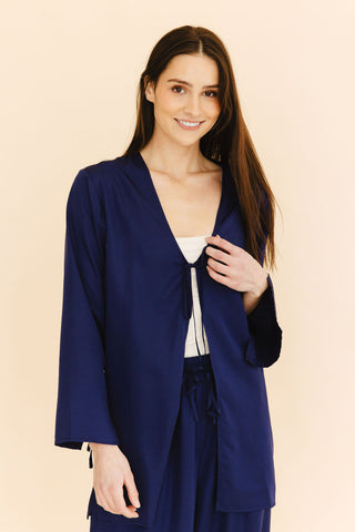 Lettie Front-Tie Top in Navy