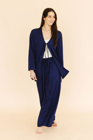 Lettie Front-Tie Top in Navy