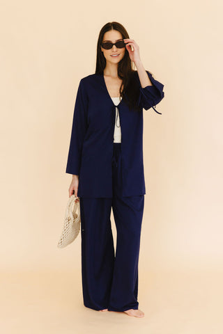 Lettie Front-Tie Top in Navy