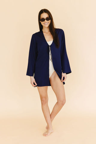 Lettie Front-Tie Top in Navy
