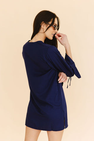 Lettie Front-Tie Top in Navy