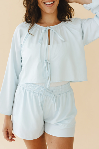Georgie Front-Tie Top in Blue