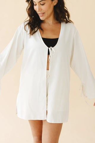 Lettie Front-Tie Top in Cream