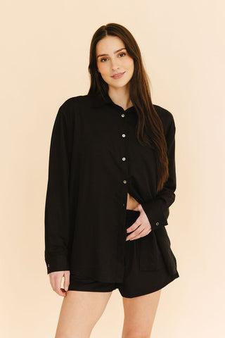 Cindy Button-Down Shirt in Black