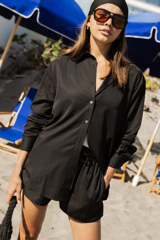 Cindy Button-Down Shirt in Black