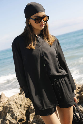 Cindy Button-Down Shirt in Black