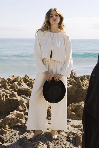 Georgie Front-Tie Top in Cream