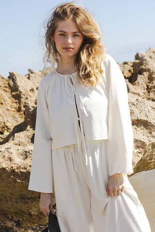 Georgie Front-Tie Top in Cream